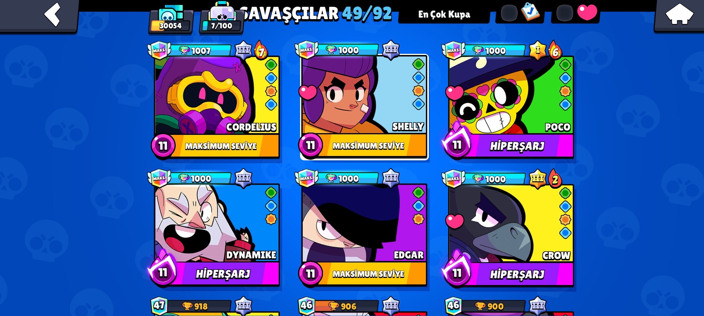 30k ucuz hesab 6 karakter bin kupa 1adet unvan bir suru skin mevcut
