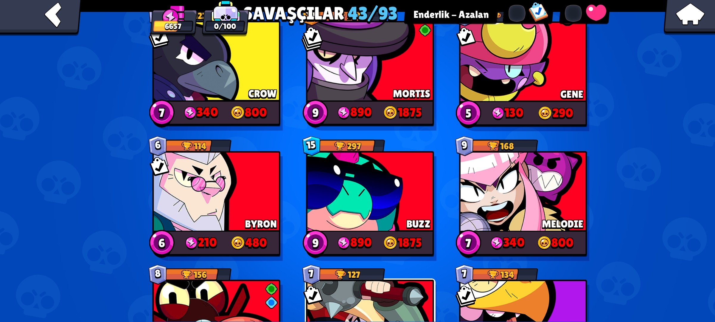 36 karakter ucuz hesab 2 karakteri max seviye bir suru skin mevcut