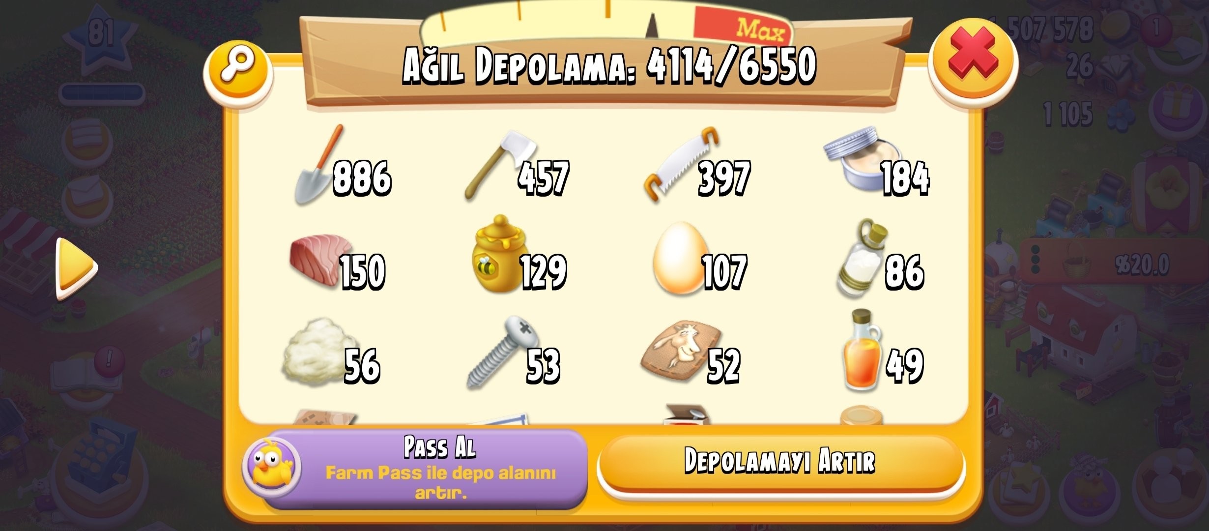 81 Lv Hayday süper Hesap 6500 Agıllı