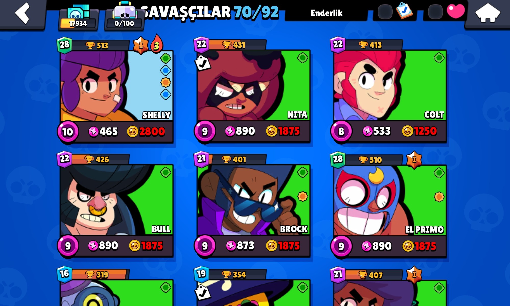 BRAWL STARS DOLU EMEK HESABI 250 TL SATILIK