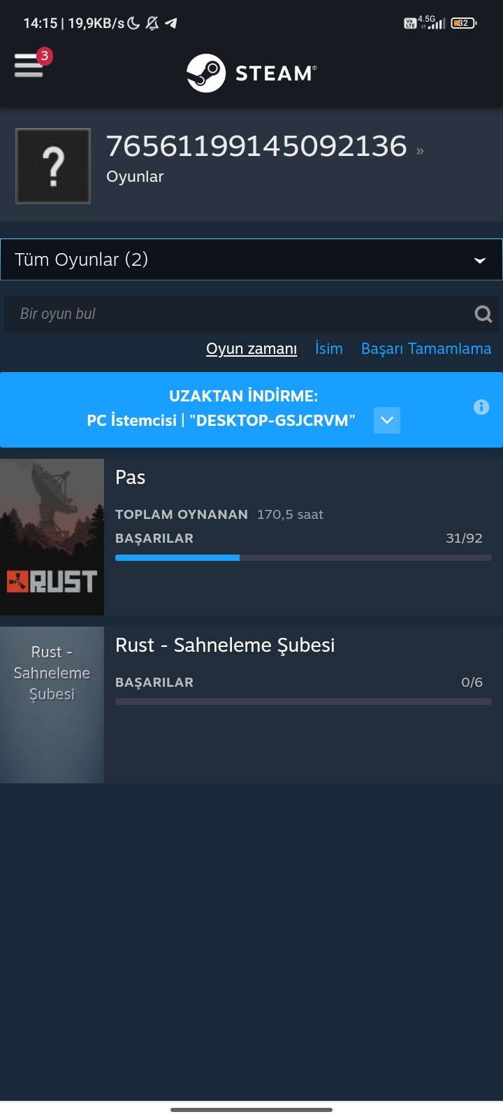 steam hesap (rust oyunlu )