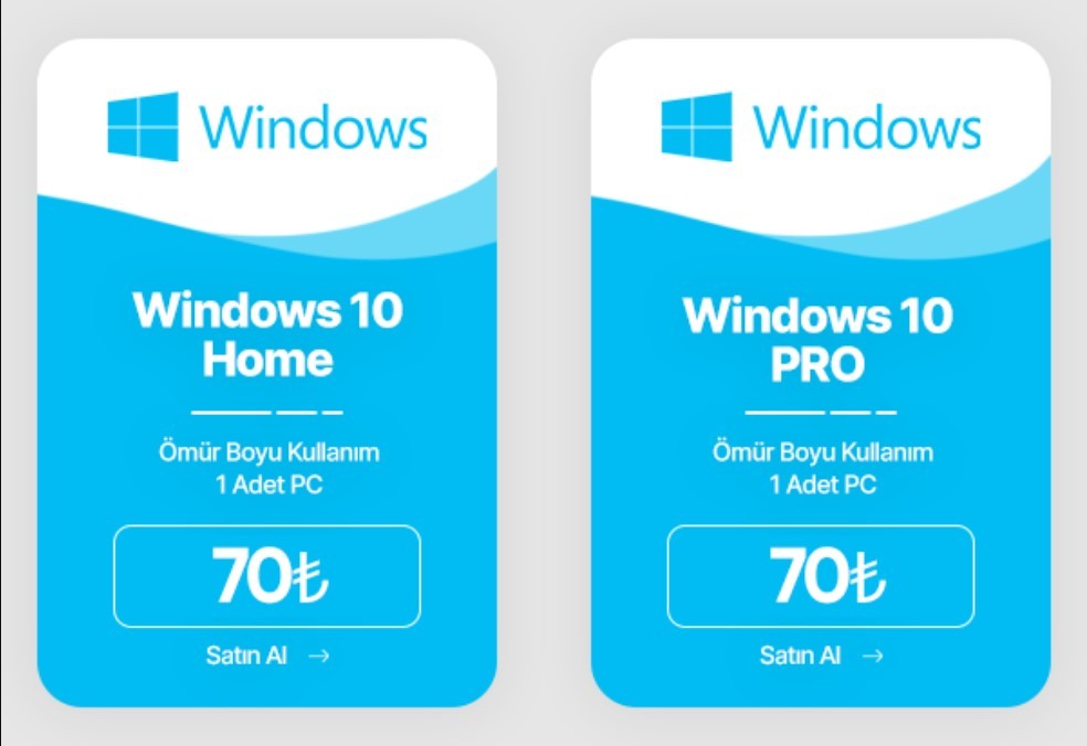 Windows 10 Home ve Pro Lisansi Satışı